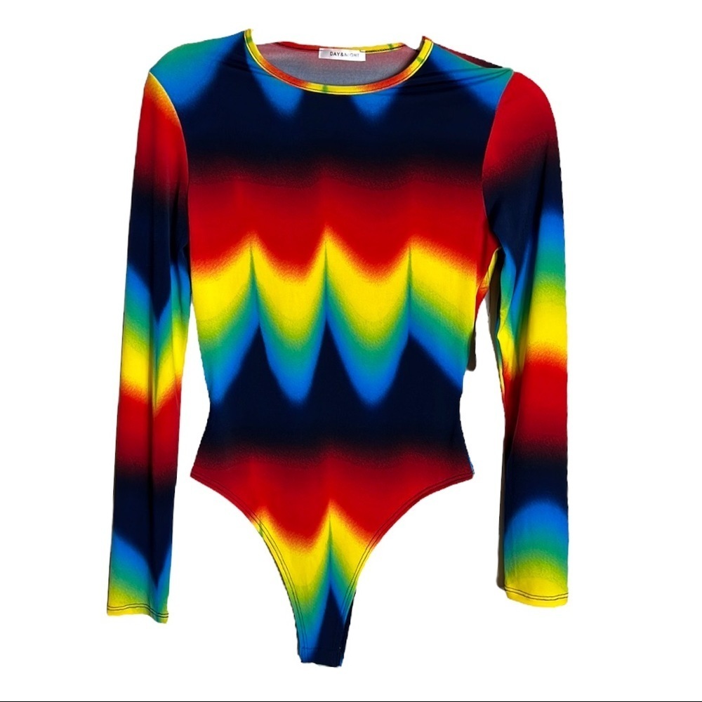 ⚫️ Rainbow tie dye rave bodysuit small-NEW​​